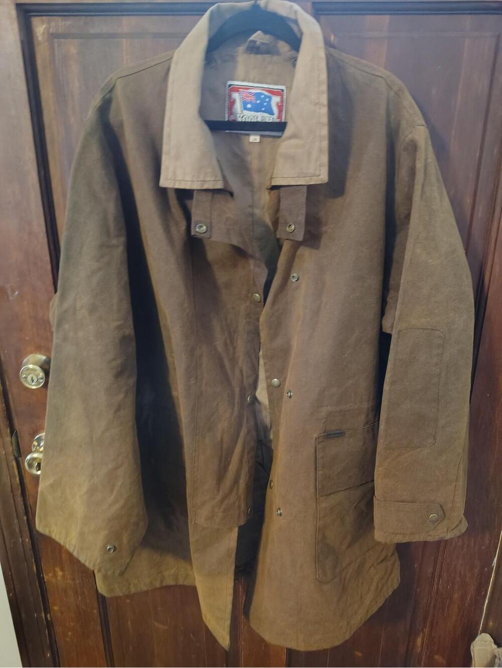 Koolah 3/4 100% Cotton Finished In Cracked Wax Heavy Vintage Coat Size Large